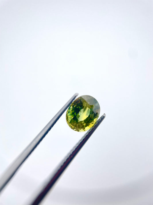 Saphire oval naturel bi-color jaune/bleu 1.43 ct
